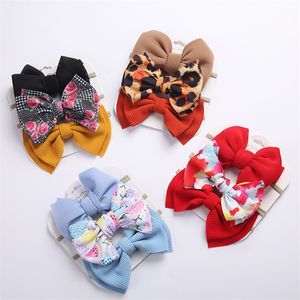 3pcs/set bowknot nylon baby headbands leopard girls headband floral newborn headbands cute baby hair accessories kids head bands 1376 B3