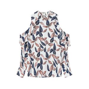 어깨 봄 여성 의류 섹시한 Strapless 쉬폰 셔츠 패션 사무실 레이디 셔츠 프리프 인쇄 우아한 블라우스 DF2327 210609