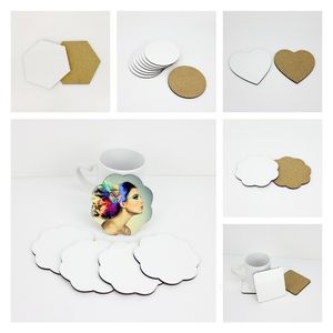 DIY Sublimation Blank Coaster Träisolerad Cork Cup Matta MDF Reklam Gåva Promotion halvfabrikatisolerade koppmattor för present T2i52756