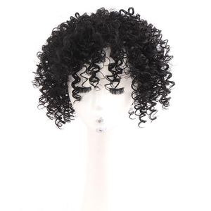 Peruki syntetyczne Houyan Peruka kawałek krótkie kręcone włosy kawałek wymiany na głowie małe włosy kobieta bez szwu oddychający puszysty biały