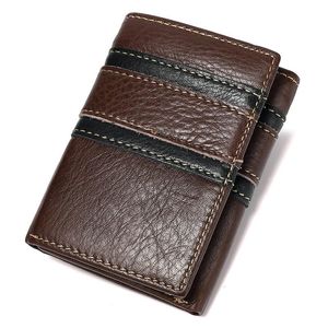 Plånböcker Cowhide Äkta läder plånbok för män Business Knitting Purses Classic Multi-Function Card Holder Stor kapacitet Unisex Wallett