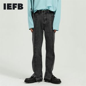 IEFB мужские повседневные черные джинсы брюки весенние летние прямые сплит джинсовые брюки мужские днище панталоны Hombre 9Y6787 211108