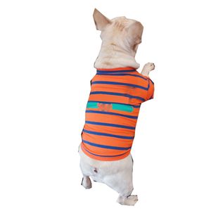 Listrado PET T Camiseta Vest Roupas Carta Impresso Camisolas De Cão Fato Corgi Bulldog Teddy Cachorrinho Roupa