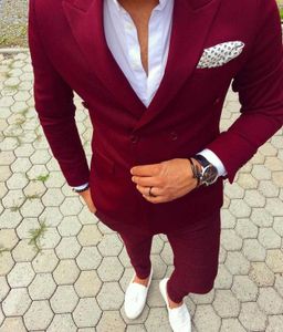 Peaked Lapel Double Breasted Suit Terno Masculino (Jacket+Pant)Costume Homme Plus Size Men Suits Fashion Latest Coat Pant Design X0909