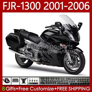 Corpo OEM per YAMAHA FJR-1300 FJR 1300 A CC 2001 2002 2003 2004 2005 2006 Carrozzeria nera lucida 106No.84 FJR1300A FJR-1300A 01-06 FJR1300 01 02 03 04 05 06 Kit carenatura MOTO