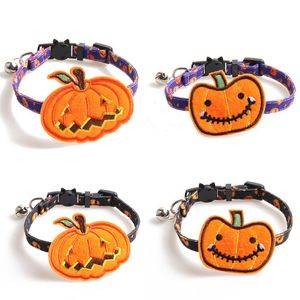 Cat Collars & Leads Adjustable Collar With Bell Pet Cats Dogs Pumpkin For Halloween Cosplay Ghost Witch Accessories