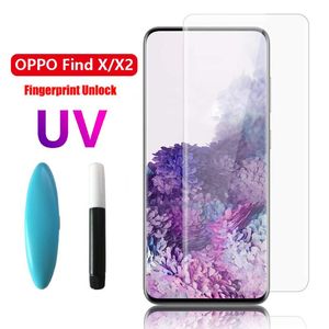 Nano Liquid UV Tempererat glas för OPPO Hitta x x2 Full täckningsskärmskydd Pro Protective Film Cell Phone Protectors