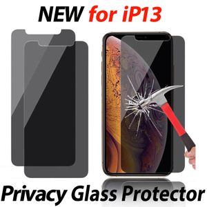 Sekretess Anti-Peeping Anti-Spy 2.5d Härdad glasskärmsskydd för iPhone 13 12 Mini 11 Pro Max XR XS 6 7 8 Plus i OPP Bag 9H Anti-Scratch