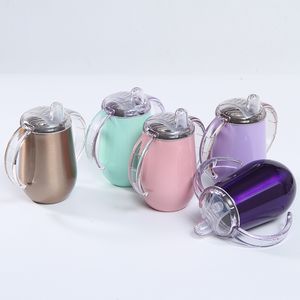 Sippy Cup Egg Mug幼児タンブラー2機能9oz 304ステンレス鋼絶縁真空二重壁水ミルクサーモスガラス瓶