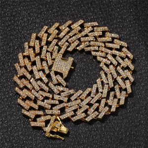 Hiphop 15mm Zircon Miami Cuban Link Necklace Gold Silver Plated Luxury Copper Micro Paled CZ Chain 16/18/20/24 tum kedjor