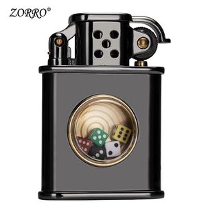 ゾロの新しい創造的なサイコロの粉砕ホイール灯油の軽量のユニークな真鍮の防風オイルのガソリンの喫煙ガジェット男性のためのガジェット