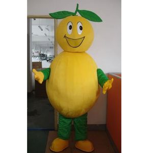 Costume da mascotte giallo limone di Halloween Costume da mascotte di alta qualità in peluche di cartone animato Personaggio a tema anime Formato adulto Festa di compleanno di carnevale di Natale Vestito operato