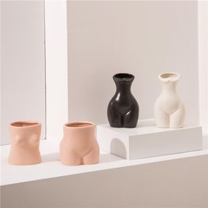 Vases Nordic Creative Ceramic Women Female Body Art Hip Shape Vase Decoration Living Room Bedroom El Home Decorat Ornaments