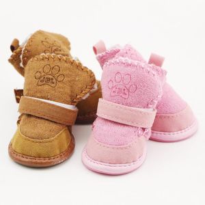 Dog Apparel 4pcs Non-slip Winter Warm Shoes For Dogs 4Pcs/Set Cute Boots Snow Walking Cotton Puppy Sneakers Pet Supplies Christmas