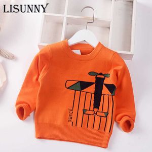 2021 Jesień Zima Baby Child Chłopcy Sweter Jumper Dzieci Swetry Bawełniane O-Neck Paski Toddler Pullover Dzieci Ubrania 1-7y Y1024