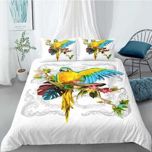 Conjunto de capa 3D Conjuntos de edredões de camas Comforthers travesseiro cobre dupla única gêmea gêmea rei queen size tamanho parrot design bedclothes1