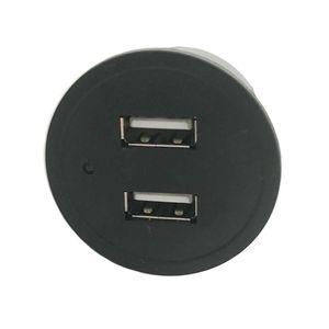Household Furniture Parts Black Round Dual USB Charger Holes Phone Charging Socket Restardant Relaxing Sofa Side Table Desktop Charge 5V2A Input Bedside Cabinet