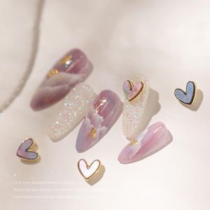 2st Purple Aurora Heart Nail Studs Nails Art Parts for UV Gel Polish Decoration of Accessories Decorations