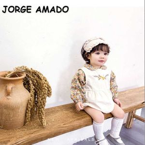 Atacado estilo coreano primavera bebê meninos meninas 2-pcs conjuntos bodysuit + camisas florais nascido roupas e1031 210610