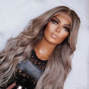 Blond ombregrått mänskligt hår 13x4Lace Front Wigs 180 Densitet 13x6 Transparent spets frontala peruk Remy Peruvian Full Lacewigs Bleached Knop Have 756 Al Wigs 8 Al Wigs L
