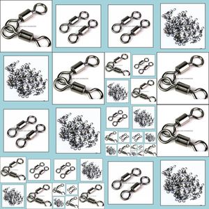 Terminal Tackle Sports Outdoors Rompin 50pcs Ball Bearing Swivel Solid Ringar Kontakt 1cm Längd Ocean Boat Fiske Hakar Drop Leverans 2