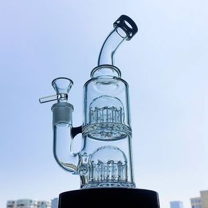 Heady Hookaaha Dubbel 12 Arms Träd Percolator Glas Bongs Mini Vattenrör 14mm Kvinna Joint DAB Oil Rigs Bubbler Vattenrör med skål eller banger