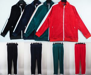 Designer mens veludo tracksuits carta impressa mulheres palmas casaco jaquetas calças 2 peças conjunto sportwear anjo 0102