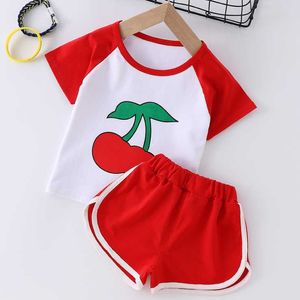 Vestiti per bambini estivi Set completo per bambini Moda Ragazzi Ragazze Cartoon T-Shirt Pantaloncini 2 pezzi / set Abbigliamento casual per bambini Tute per bambini