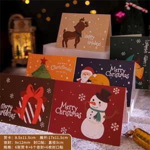 Greeting Cards 10pcs/lot Card Santa Marry Christmas DIY Handmade Couple Birthday Wishes Small Thank You Gifts Postcard