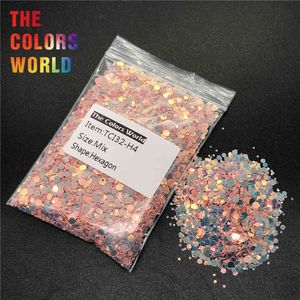 TCT-237 Hexagon Shape Mix Size Nails Nail Art Decorazione Body Glitter Gel Trucco all'henné Lavoro manuale Accessori fai da te