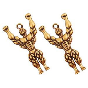 2Pcs Creative Muscle Men Shape Key Chain Pendants Car Key Hanging Decors (Golden) G1019