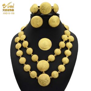 Set di gioielli Dubai per donna 2021 Set di gioielli da sposa in oro Gioielli firmati Collana indiana di lusso Bijoux Africaine H1022