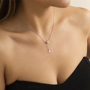 Темперамент маленький сердечный звездный кулон ожерелье женщины дамы минимализм тонкие ключицы цепь романтическая подруга ювелирных изделий