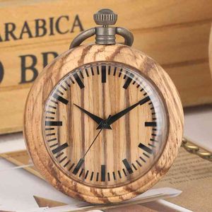 Simple Wooden Pocket Watch Chain Retro Wood Round Dial Analog 12 Hours Display Quartz Pocketwatch Art Collections for Men