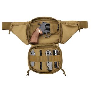 Caixa de arma tática Caixa escondida bolsa de pistola levante saco de cintura multifunções transportar fanny pack holster revista bolsa mochila q0721