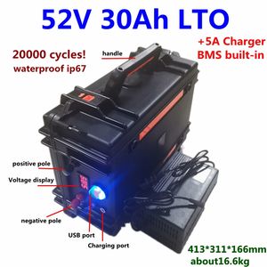 Customized LTO 52V 30Ah Lithium titanate battery for Motor home Solar panel RV camping+5A charger+Voltage displayer+2USB port