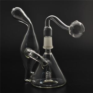 Mini Recycler Glass Bong Dab with glass tobacco bowl Oil Rig Bongs Cyclone recycling water pipe heady bongs rig pipes for somking