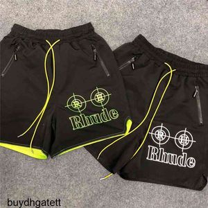 Rhude Neon Target Shorts Lato Sznurek Zipper Mężczyźni Hip Hop Skatebaords Krótkie Pantson2D