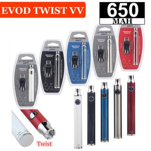 EVOD Twist Preheating Vape Pen Battery Charger Kit Variable Voltage 650mah 510 Thread Electronic Cigarette for D8 Cartridges Atomizer
