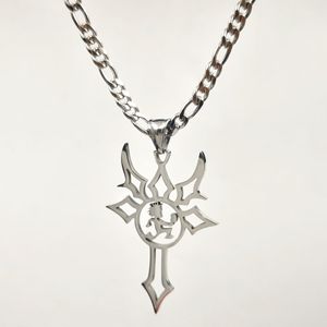 Large 2'' Hatchetman Cross Necklace Stainless Steel ICP Charms Pendant For Mens Boys Silver 24 inch