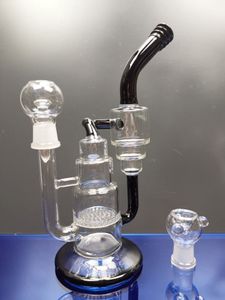 Glass Bongs Classic Double Cake Recycler Reting Pipe Dab Rigs Water Pipes Bong med 18,8 mm Joint Sestshop