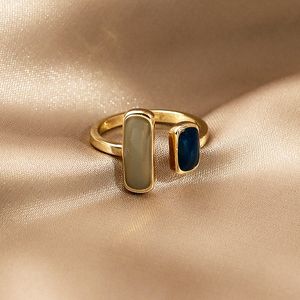 Französischer romantischer Retro-Ring, farblich passende offene Goldringe mit Tropfenglasur für Damen