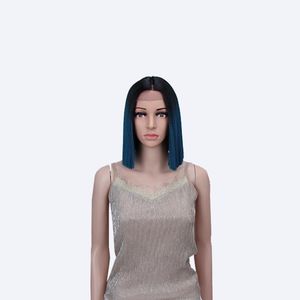 Wholesale black women wig styles for sale - Group buy Synthetic Wigs Short Straight Bob For Women Medium Length Hair Cosplay Wig Ombre Black Teal Green Bobo Style Classic Plus