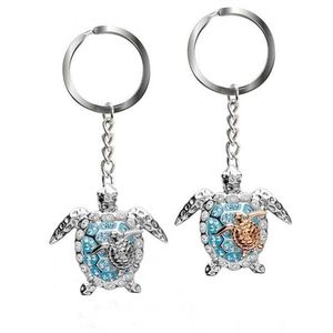 Fashion New Exquisite Handbag Wallet Decoration Cute Sea Animal Rhinestone Golden Tortoise Pendant Jewelry Keychain Mother Gift G1019