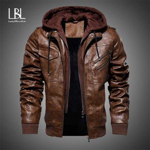 Mens läderjackor vinter casual motorcykel pu jacka biker läderrockar europeisk windbreaker äkta läderjacka 211101