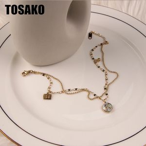 Tosako anklets de aço inoxidável cor de ouro cadeia dupla moda jóias para mulheres 2021 tendência