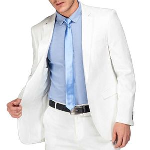 Vit smal passform bröllop män passar brudgummen tuxedos för brudgum manlig mode prom ha på sig 2 stycken jacka med byxor 2021 x0909