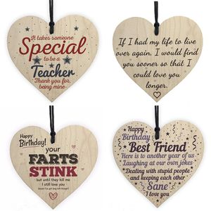 Natale in legno AMORE Decorazioni natalizie Ciondolo placca regalo A forma di cuore Lettera Amicizia Bottiglia di vino Decor Ciondolo Tag