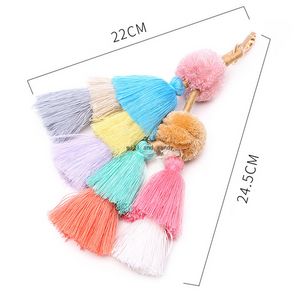 Tassel Line Wielowarstwowe Kolorowe Kluczowe Ring Torba Keychain Kiesy Akcesoria Wall Wiszące Key Chain Plush Ball Tassel Torba Brelok Biżuteria