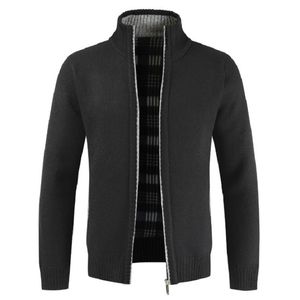 Spring Mäns Jacka Slim Fit Stand Collar Zipper Jackor Solid Bomull Tjock varm Casual Sweater Coat 220301